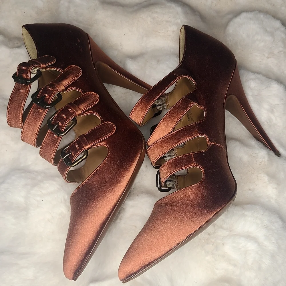 J. Crew Rust Heels with Pointed Toe and Strappy Design - Picture 12 of 13